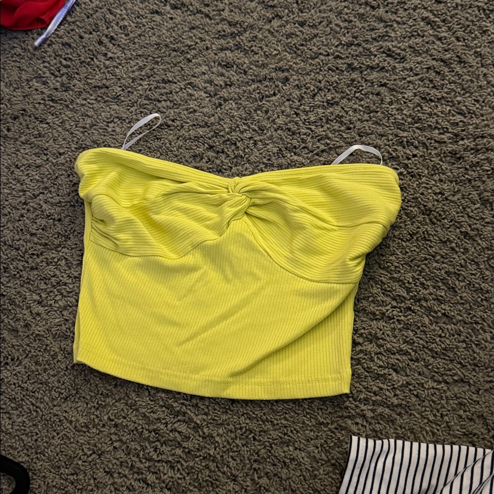 Yellow Ribbed Crop Top